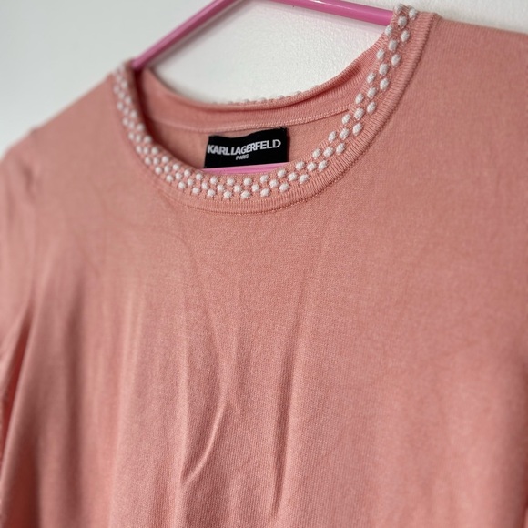 🎉4/30$🎉 Karl Lagerfeld Light Orange Short Sleeve Top – Women's Size Small 🧡 - Picture 2 of 4